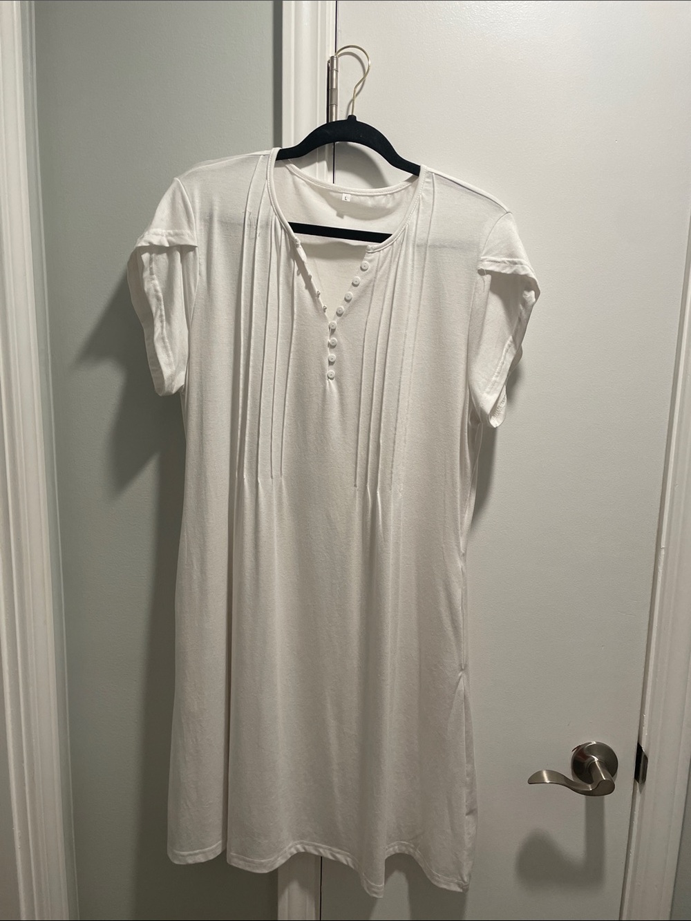 Women’s White Midi Dress with Button Front